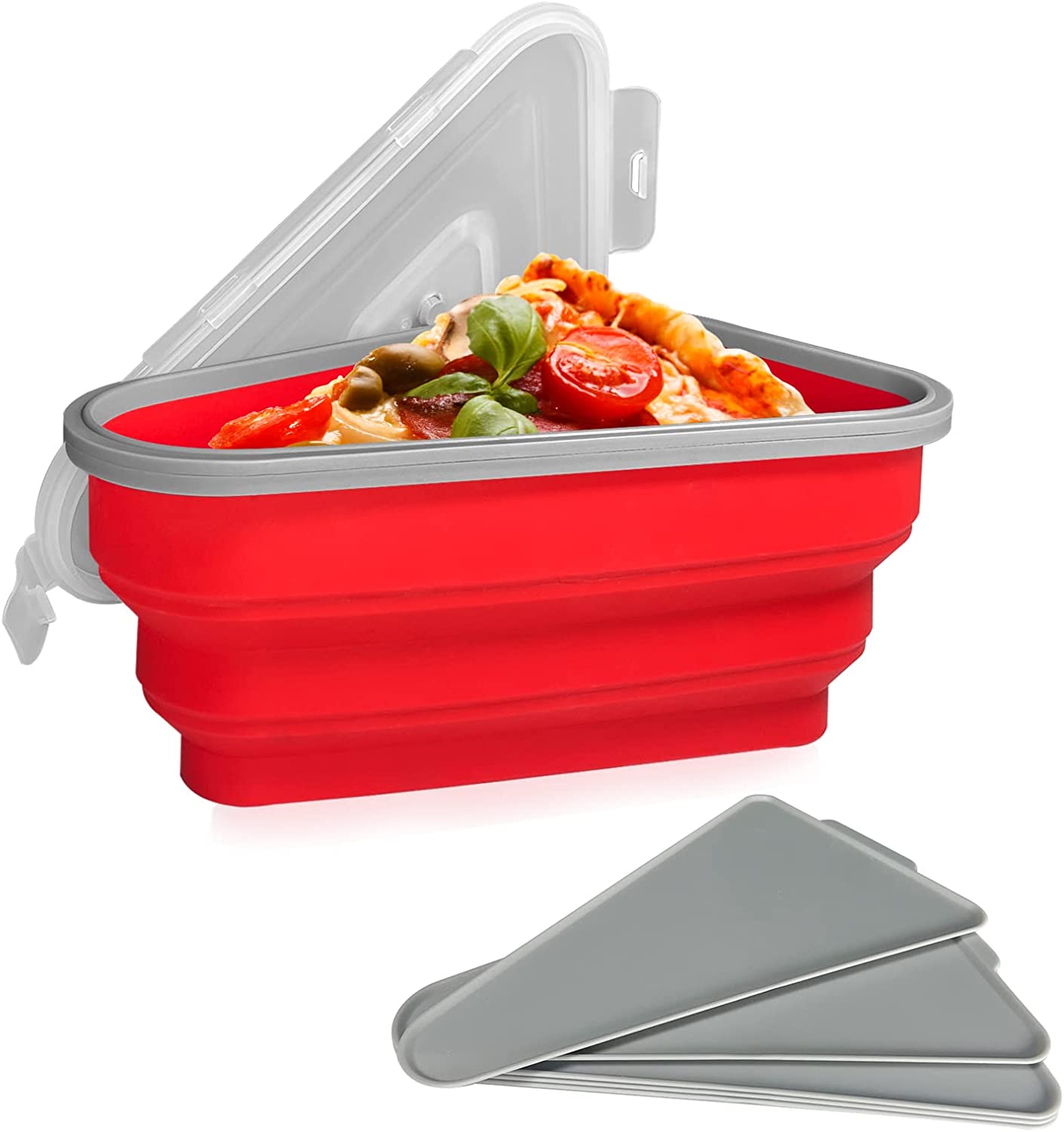 Space-saving pizza container expands to pack in more slices